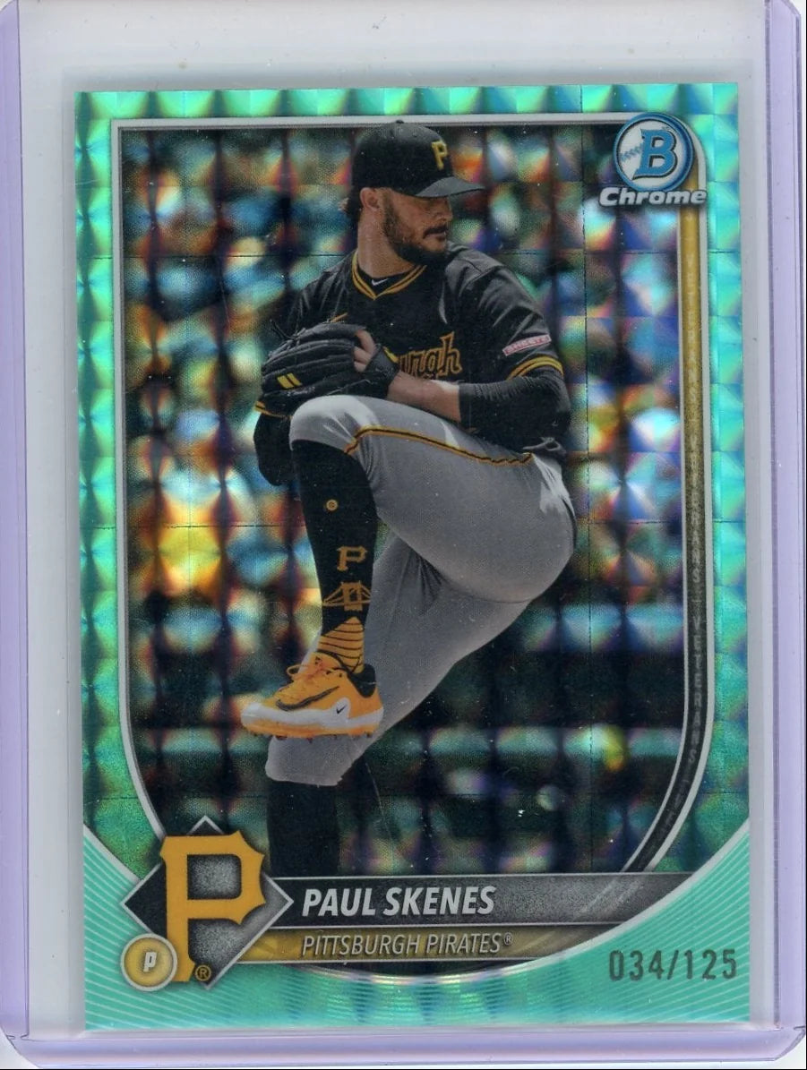 Paul Skenes 2025 Bowman Chrome Aqua Geometric Refractor #'d 034/125