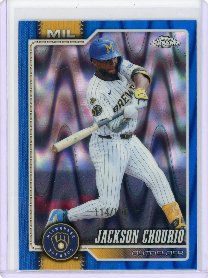 Jackson Chourio 2026 Topps Chrome Blue Raywave Refractor #'d 114/150