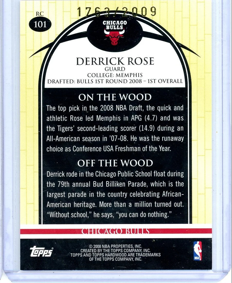 Derrick Rose 2008-09 Topps Hardwood #'d 1763/2009 (2 balls)