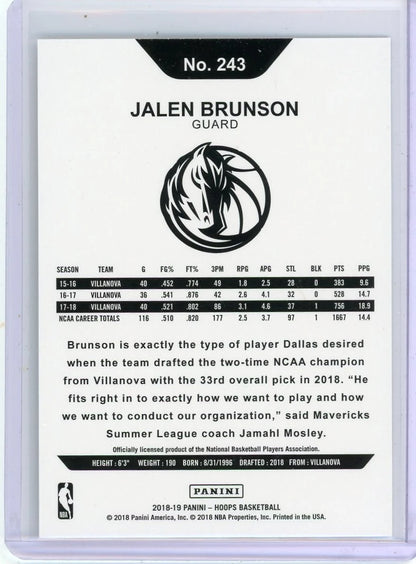 Jalen Brunson 2018-19 Panini NBA Hoops RC