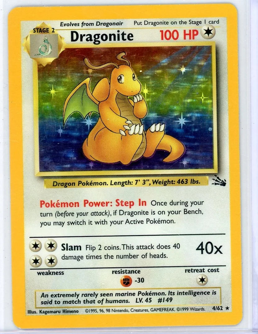 Dragonite 1999 Pokemon Fossil holo #4/62