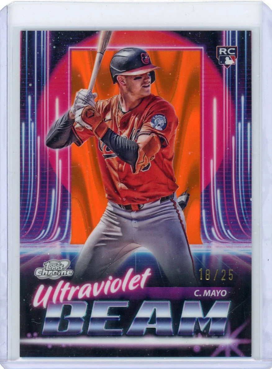 Coby Mayo 2025 Topps Chrome Cosmic Ultraviolet Beam Orange Galactic Refractor #'d 18/25