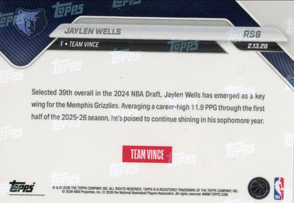 Jaylen Wells 2026 Topps NOW Rising Stars #RS6