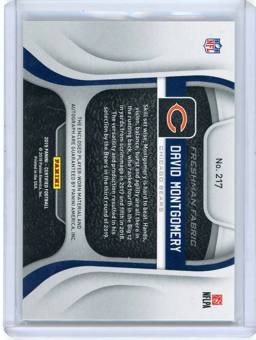 David Montgomery 2019 Panini Certified Freshman Fabrics RPA #'d 264/299