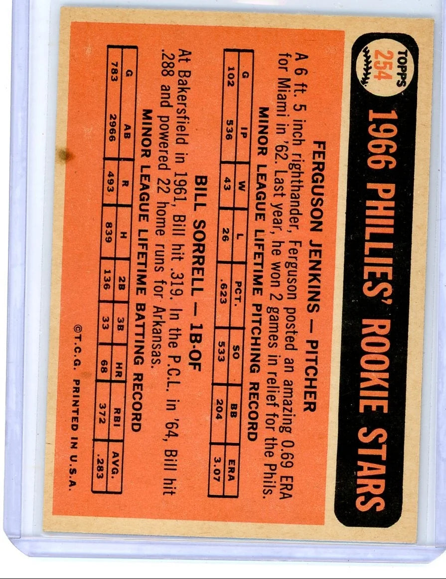 Ferguson Jenkins Bill Sorrell 1966 Topps Rookie Stars #254