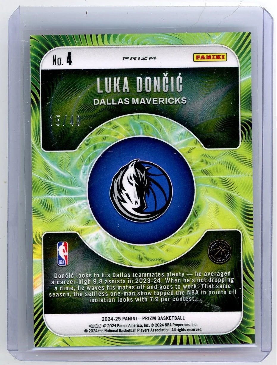 Luka Doncic 2024-25 Panini Prizm Fractal Orange Prizm #'d 15/49