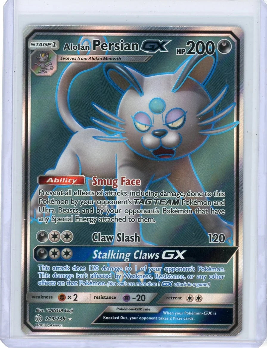 Alolan Persian GX Pokémon Cosmic Eclipse Ultra Rare #219/236