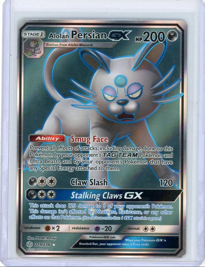 Alolan Persian GX Pokémon Cosmic Eclipse Ultra Rare #219/236