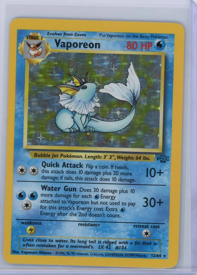 Vaporeon Pokemon Fosil Unlimited Holo #12/64 HP