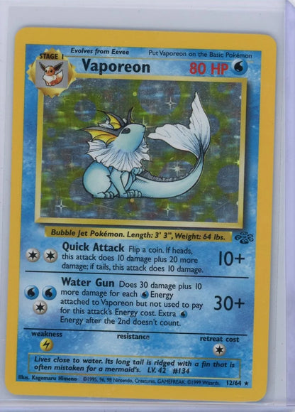 Vaporeon Pokemon Fosil Unlimited Holo #12/64 HP