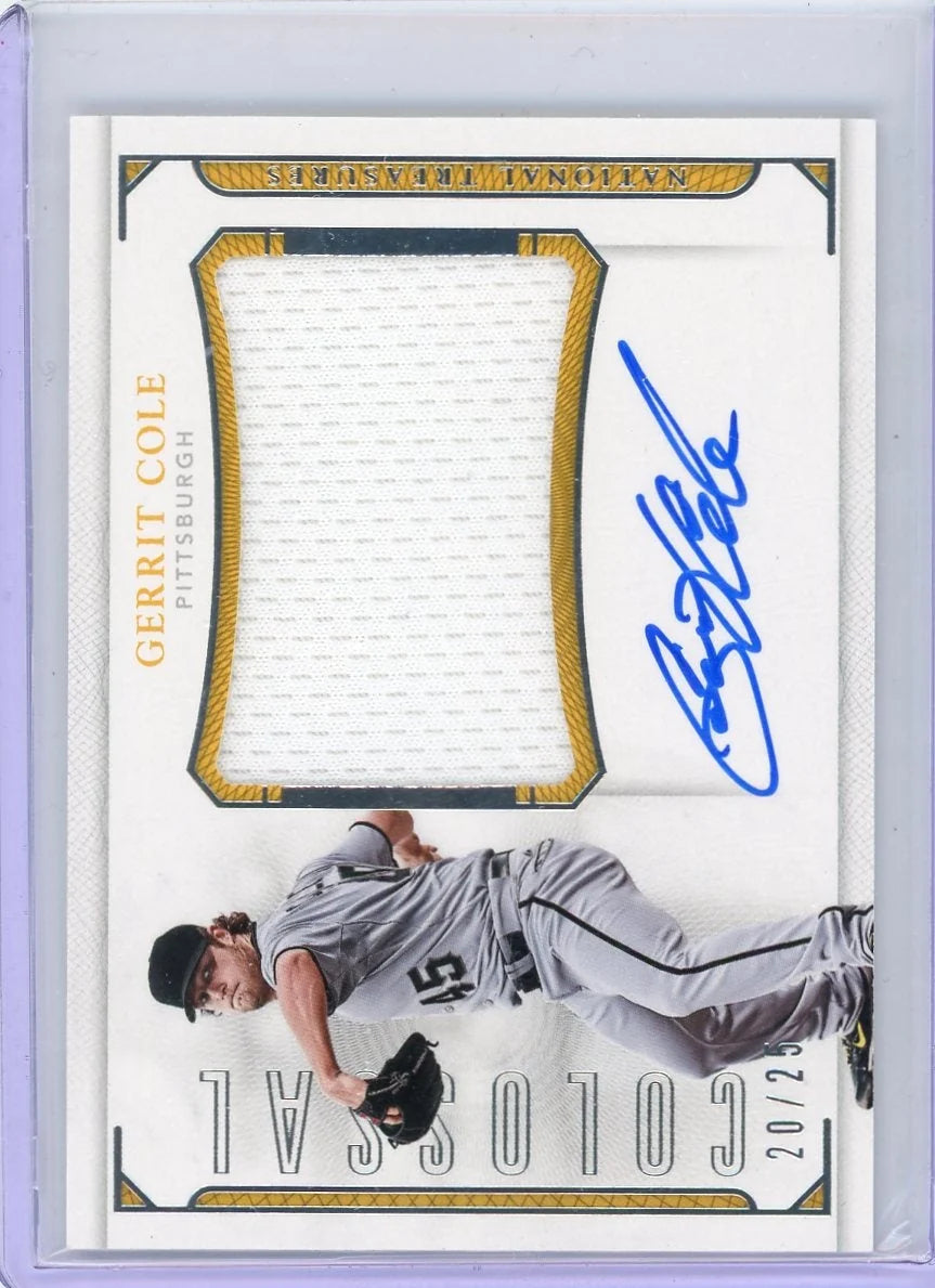 Gerrit Cole 2016 Panini National Treasures Colossal Patch Autograph #'d 20/25
