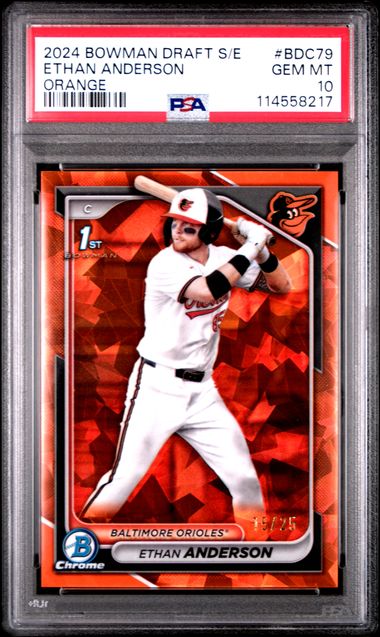 Ethan Anderson 2024 1st Bowman Draft Sapphire orange #'d 15/25 PSA 10