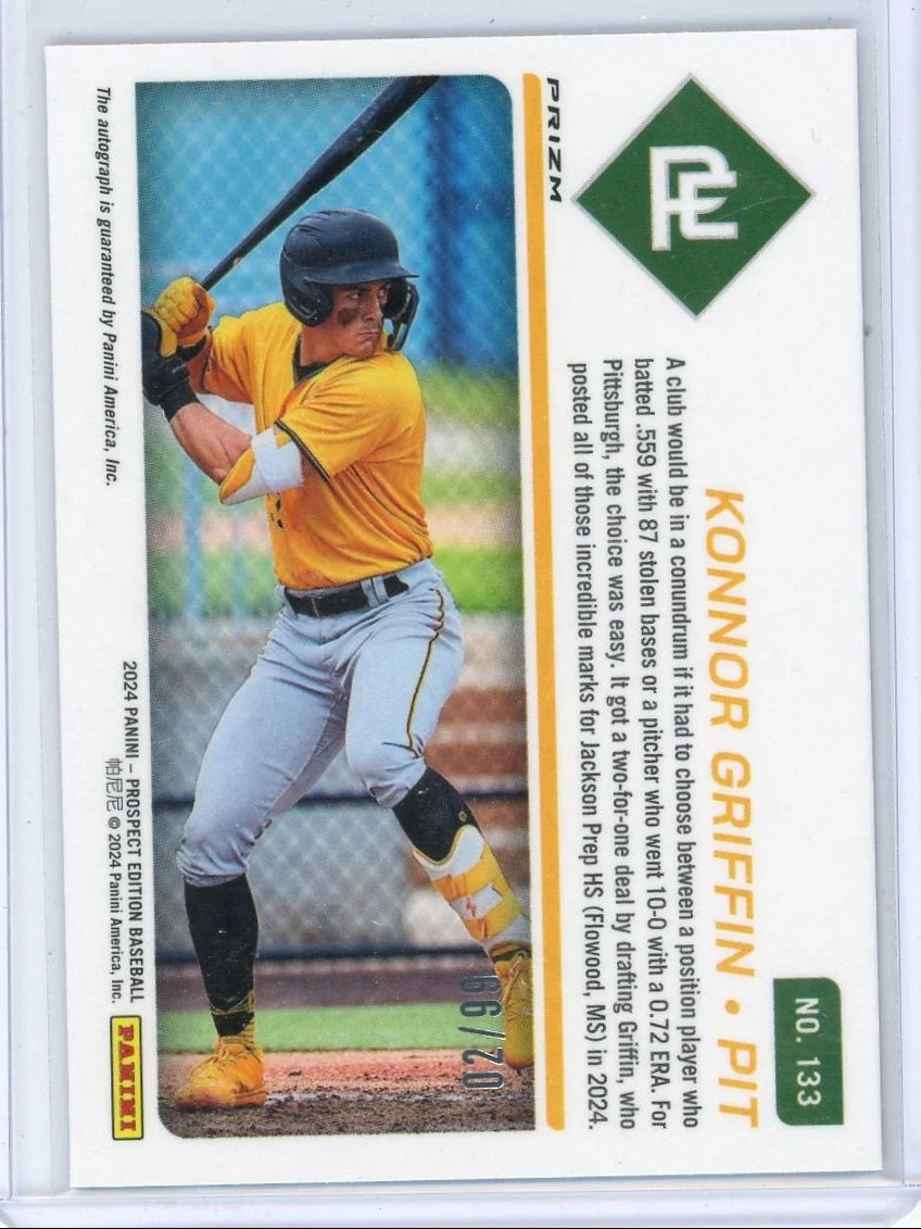 Konnor Griffin 2024 Panini Prospect Edition Prospect Ticket Autograph Red #'d 02/99