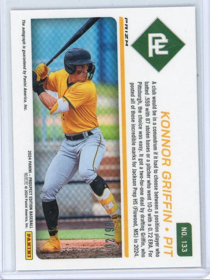 Konnor Griffin 2024 Panini Prospect Edition Prospect Ticket Autograph Red #'d 02/99