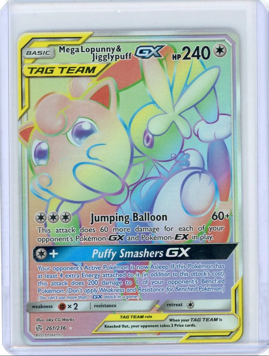 Mega Lopunny & Jigglypuff GX Pokémon Cosmic Eclipse Secret Rare #261/236