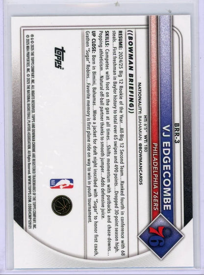 VJ Edgecombe 2025-26 Bowman Chrome Red Rookie Logo