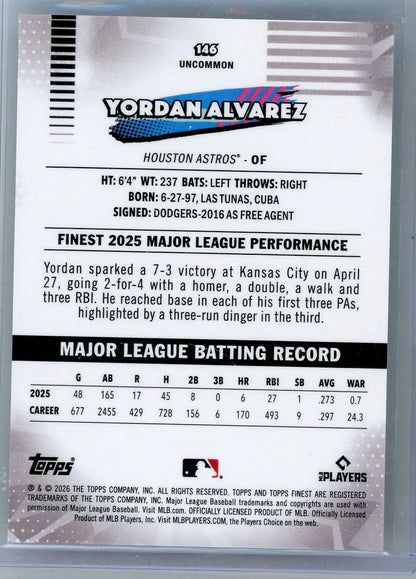 Yordan Alvarez 2026 Topps Finest #'d 37/50