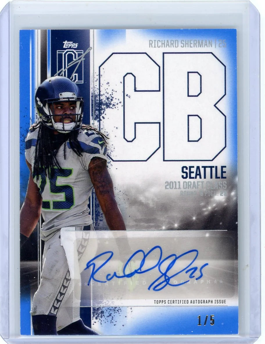 Richard Sherman 2024 Topps Signature Class Veteran Class Auto Blue #'d 1/5