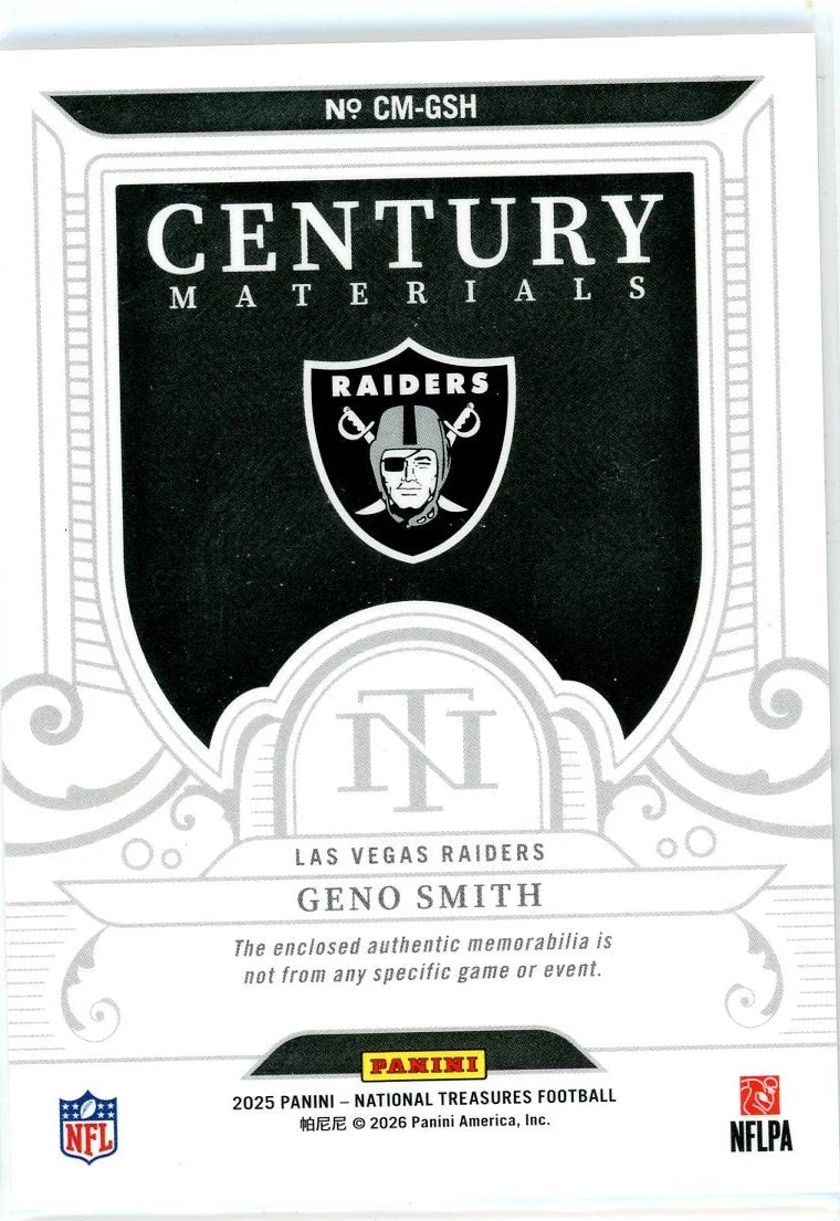 Geno Smith 2025 Panini National Treasures Century Materials #'d 06/49