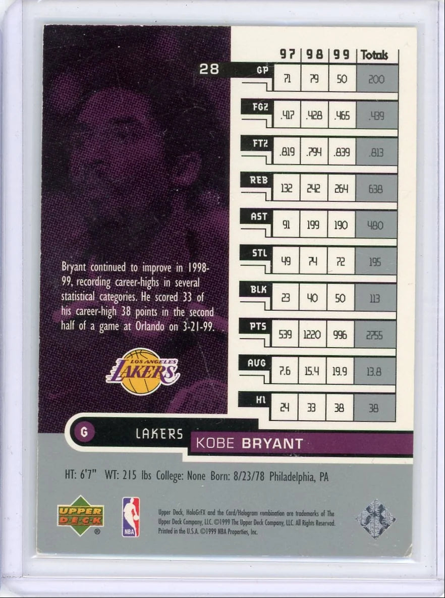 Kobe Bryant 1999 Upper Deck HoloGrFX #28
