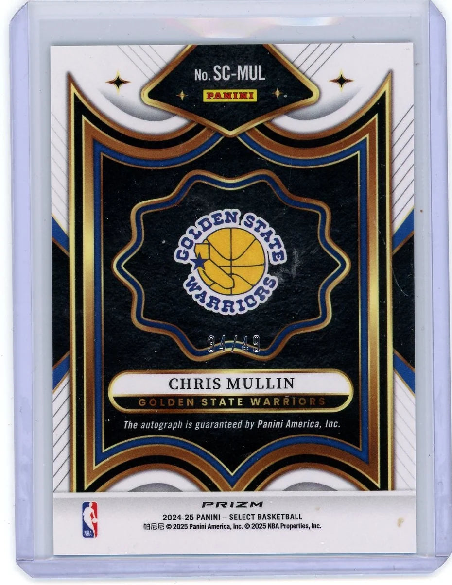 Chris Mullin 2024-25 Panini Select Selection Committee Autograph Green Prizm #'d 34/49