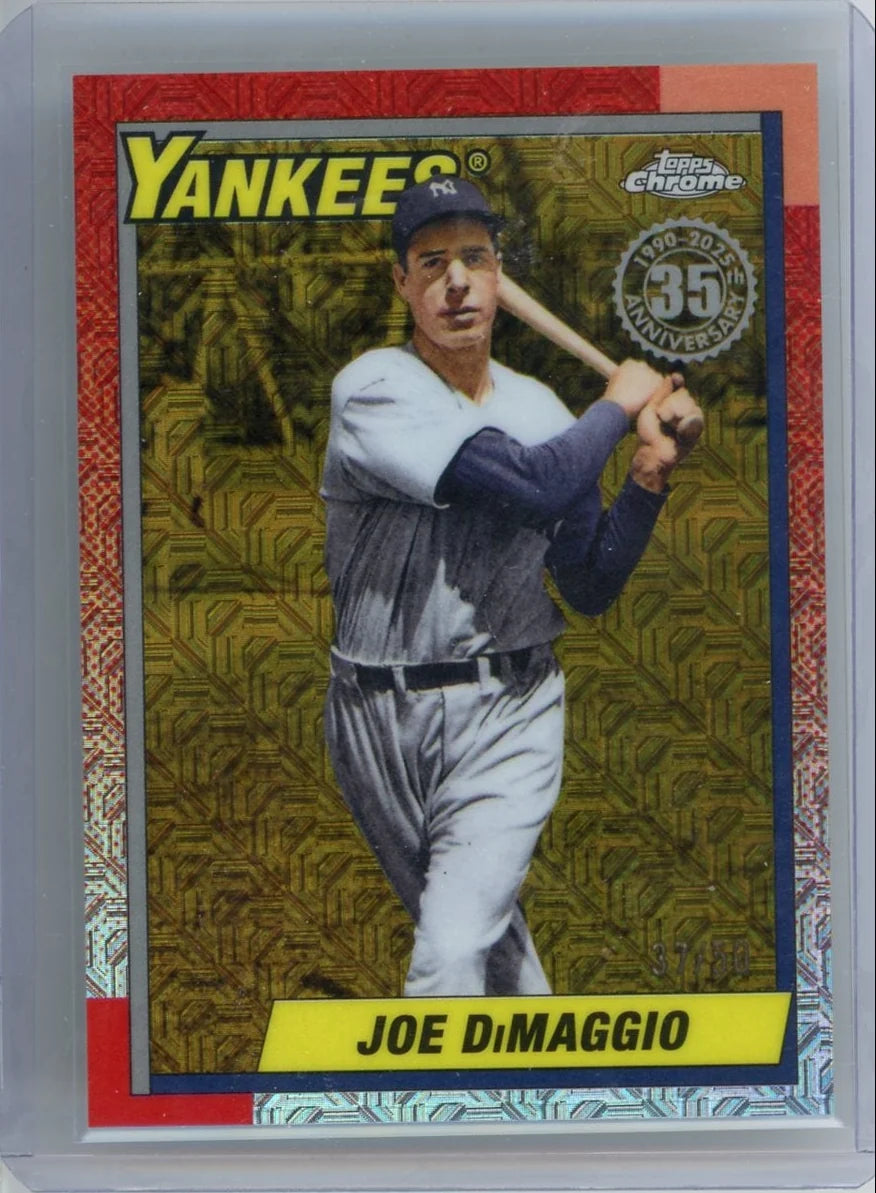 Joe DiMaggio 2025 Topps Chrome Silver Pack Gold Refractor #'d 37/50