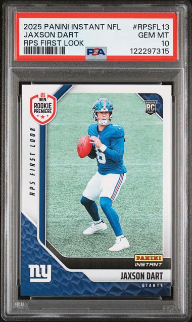 Jaxson Dart 2025 Panini Instant NFL RPS First Look PSA 10
