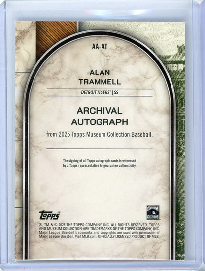 Alan Trammell 2025 Topps Museum Collection Autograph #'d 13/25