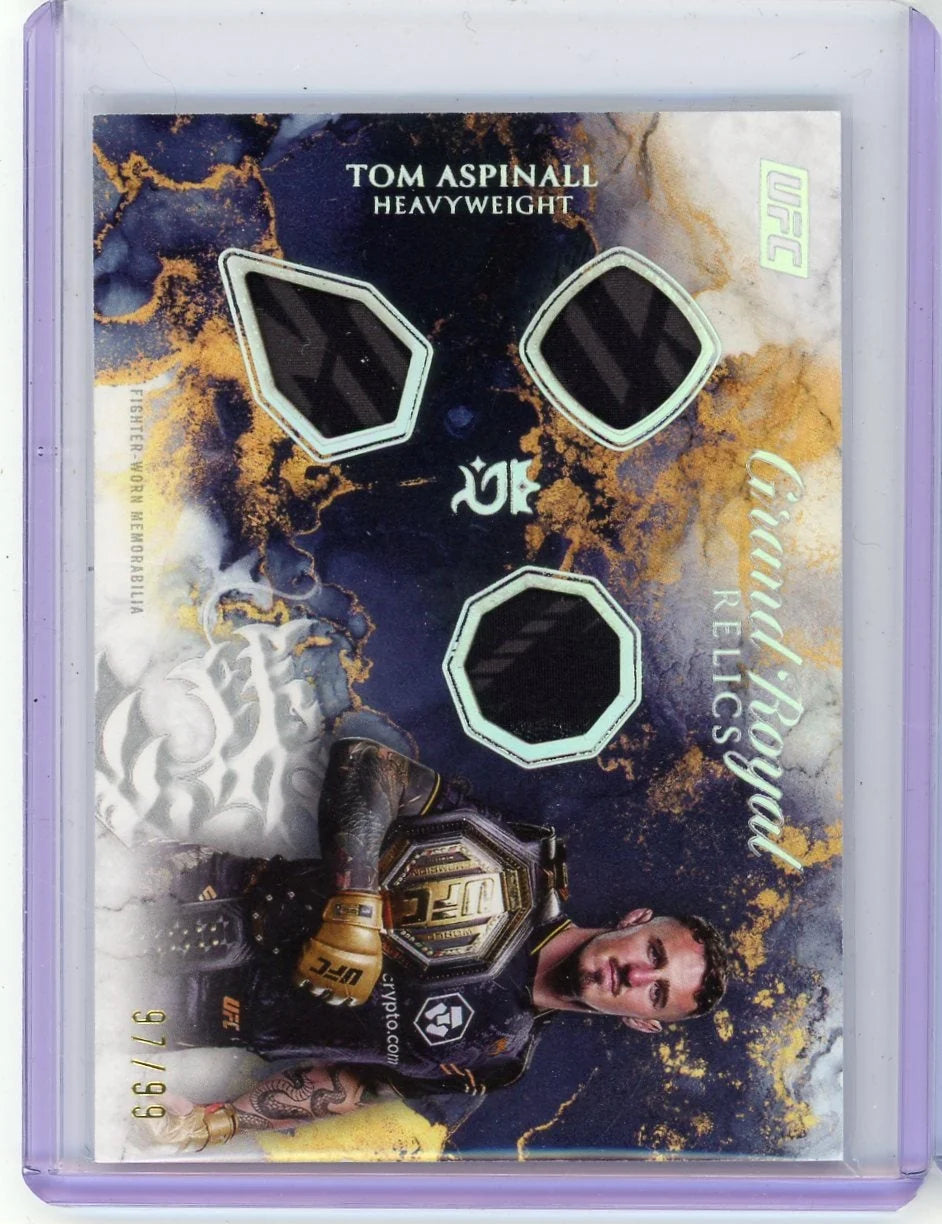 Tom Aspinall 2025 Topps Royalty Collection UFC Fighter Worn Grand Royal Relics #'d 97/99