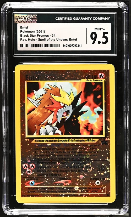 Entei Pokémon Black Star Promo Reverse Holo Spell of the Unown #34 CGC 9.5