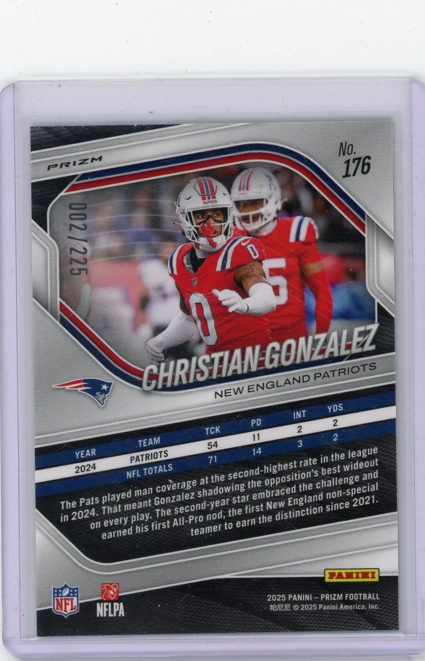 Christian Gonzalez 2025 Panini Prizm purple ice prizm #'d 002/225