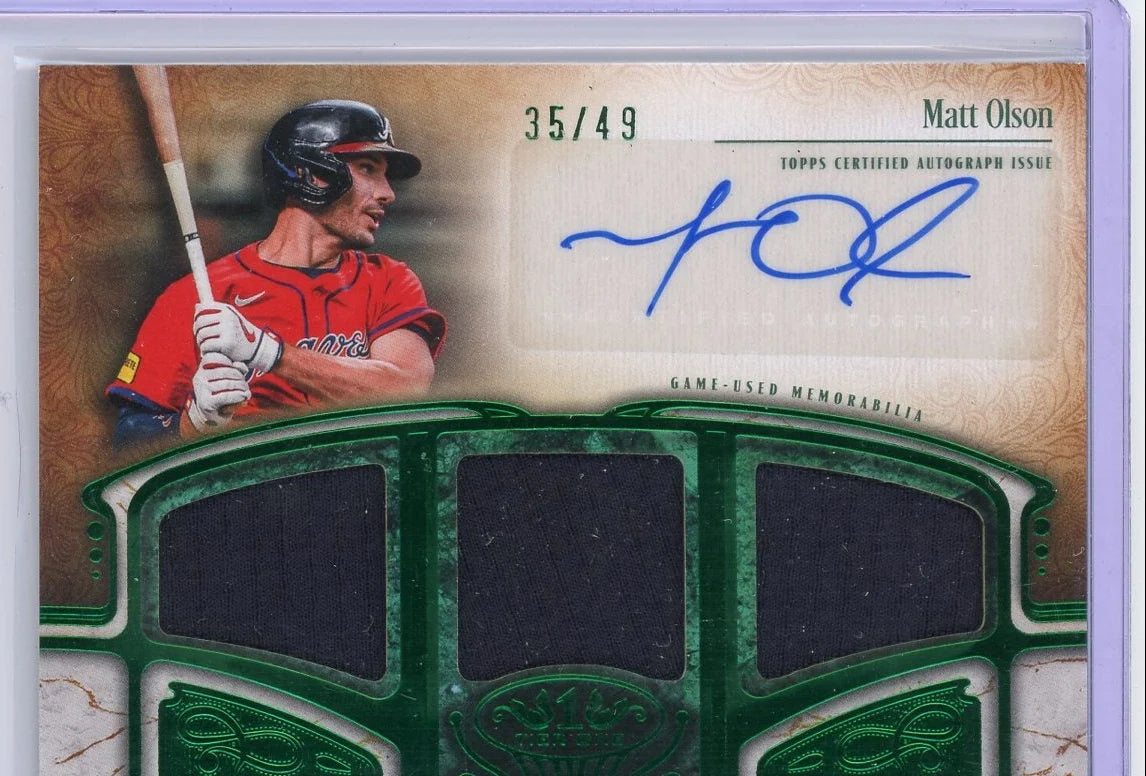 Matt Olson 2026 Topps Tier One Triple Relic Auto #AT1R-MO #'d /49