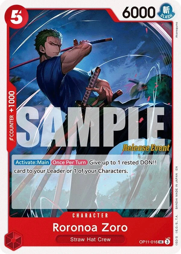Roronoa Zoro (OP11-016) (A Fist of Divine Speed Release Event Cards) (OP11 RE)