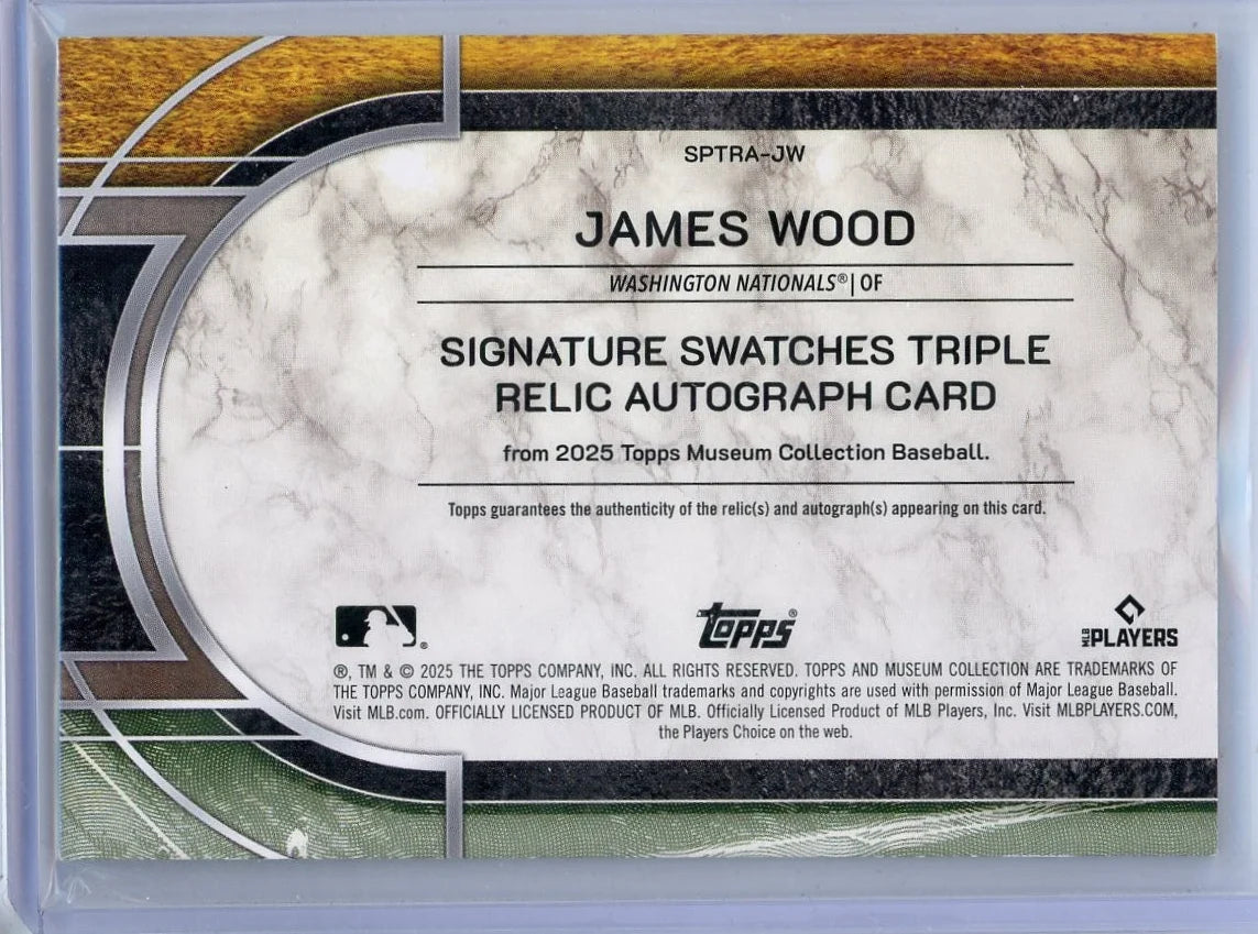 James Wood 2025 Topps Museum Collection Signature Swatches Triple Relic Autograph #'d 1/20