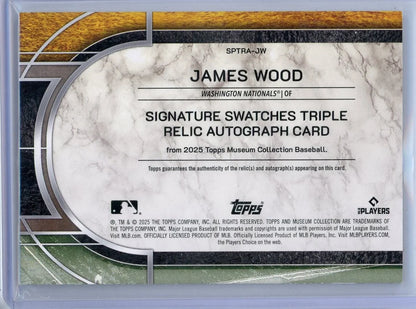 James Wood 2025 Topps Museum Collection Signature Swatches Triple Relic Autograph #'d 1/20