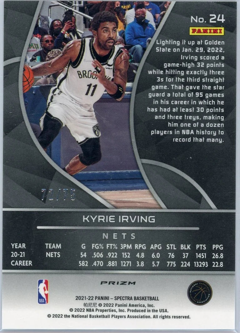Kyrie Irving 2021-22 Panini Spectra Red/Yellow #'d 72/75