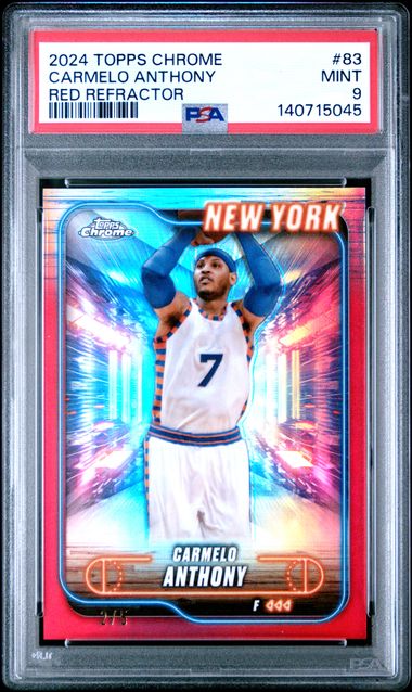 Carmelo Anthony 2024 Topps Chrome Red Refractor #'d 2/5 PSA 9