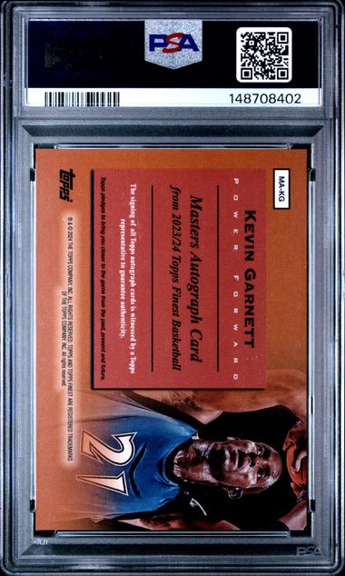 Kevin Garnett 2023 Topps Finest Masters Autograph Gold ref. #'d 24/50 PSA 9