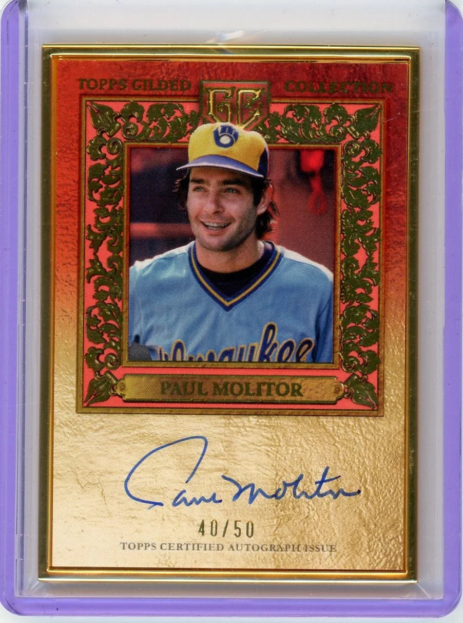 Paul Molitor 2025 Topps Gilded Collection Gold Framed Hall of Fame Auto Rose Gold #'d 40/50