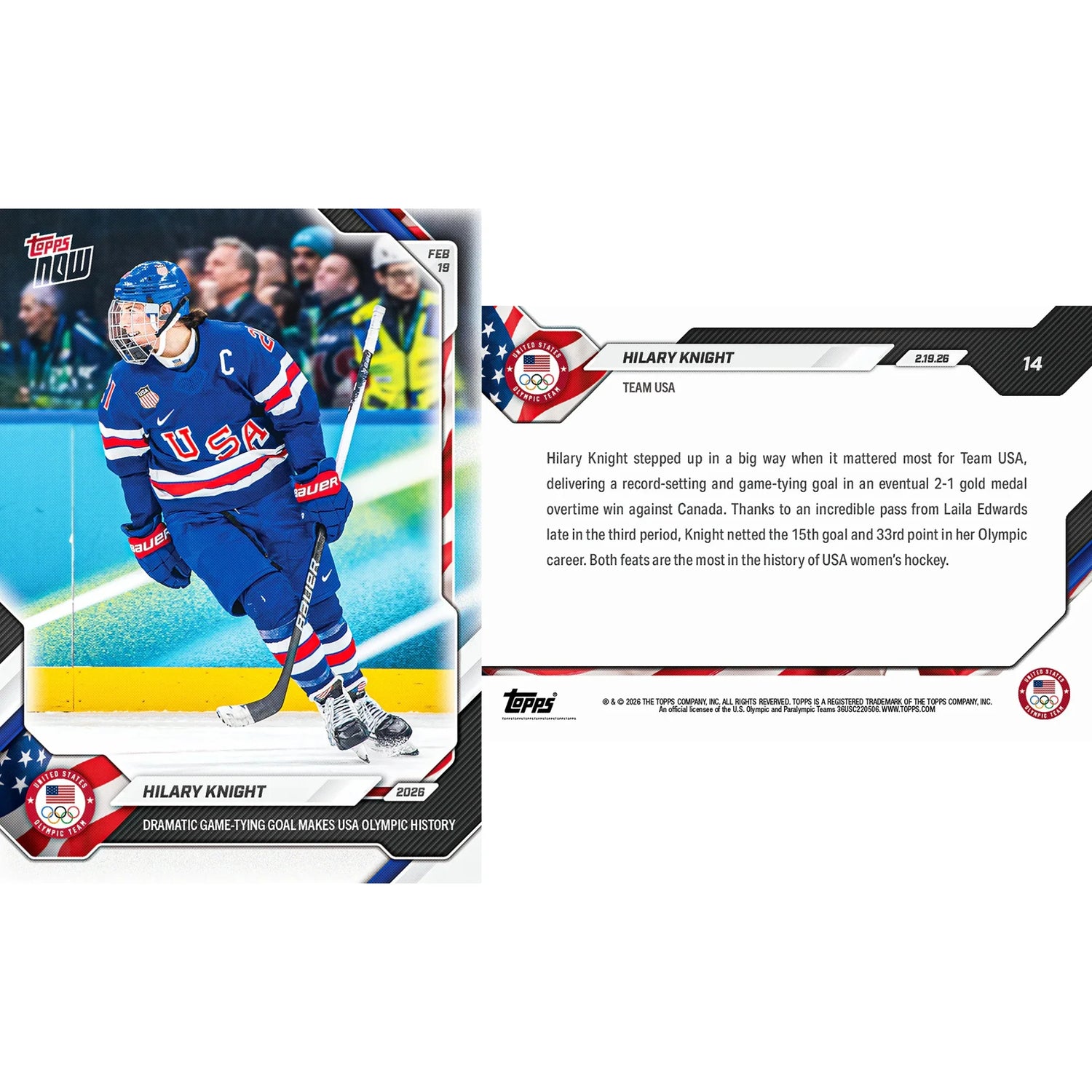 Hilary Knight - 2026 Olympics Topps NOW #14