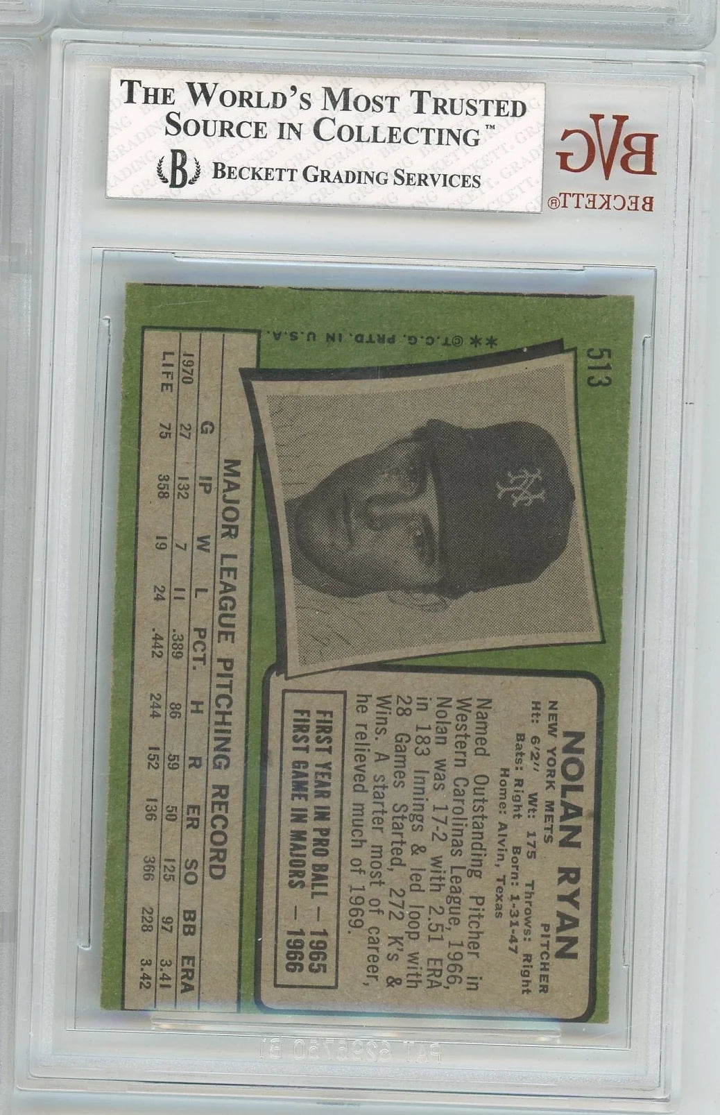 Nolan Ryan 1971 Topps #513 BVG 3