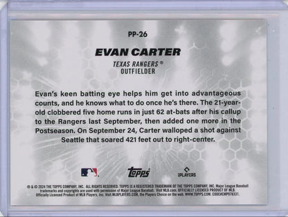 Evan Carter 2024 Topps Platinum Performers gold holo rookie card #'d 34/50