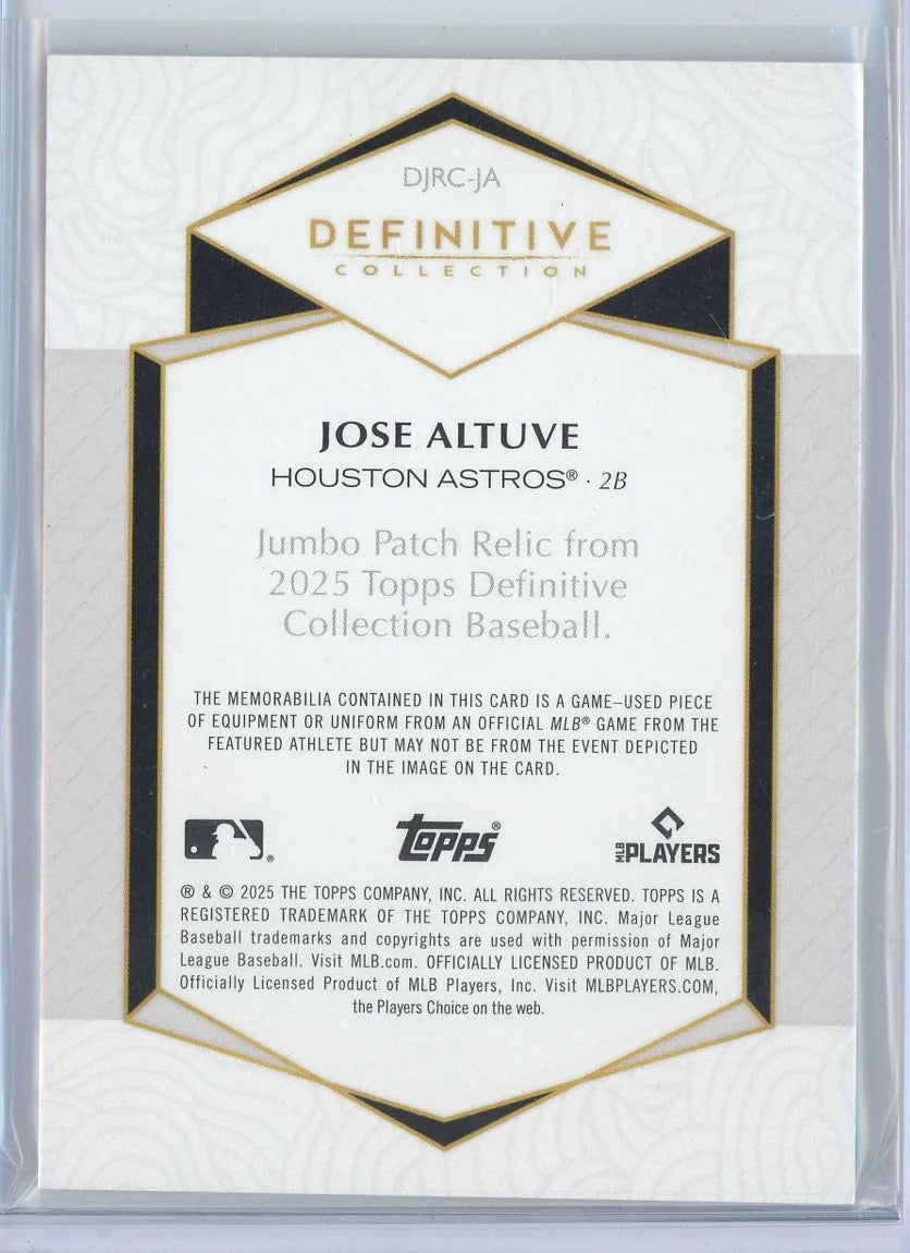 Jose Altuve 2025 Topps Definitive 2-color Jumbo Patch Relic #'d /50
