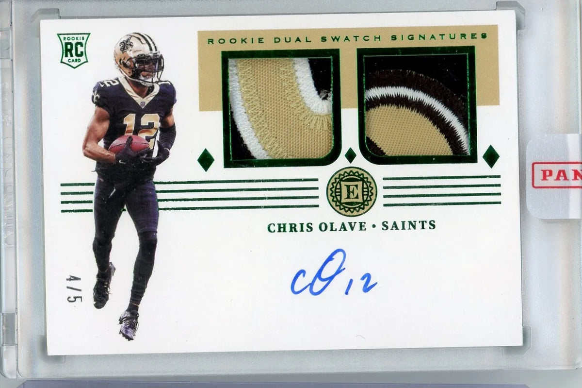 Chris Olave 2022 Panini Encased Rookie Dual Swatch Signatures #'d 4/5