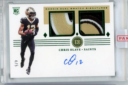Chris Olave 2022 Panini Encased Rookie Dual Swatch Signatures #'d 4/5