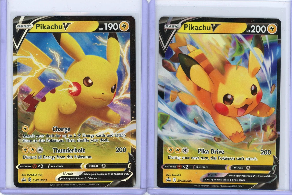 Pikachu V 2021 Pokemon Black Star Promo 2-card lot #SWSH061 + SWSH285