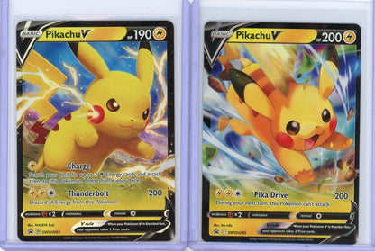 Pikachu V 2021 Pokemon Black Star Promo 2-card lot #SWSH061 + SWSH285