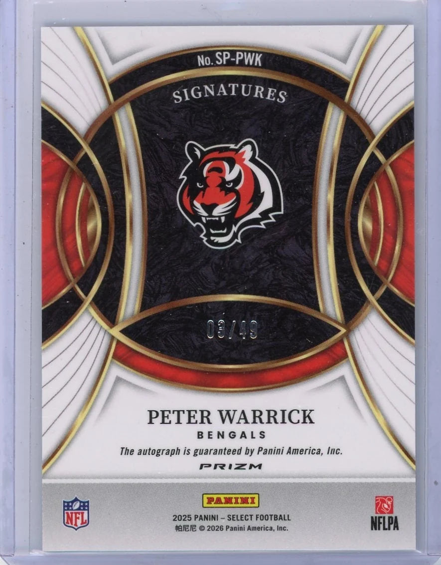 Peter Warrick 2025 Panini Select autograph #'d 03/49
