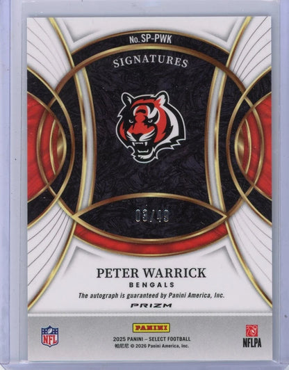 Peter Warrick 2025 Panini Select autograph #'d 03/49