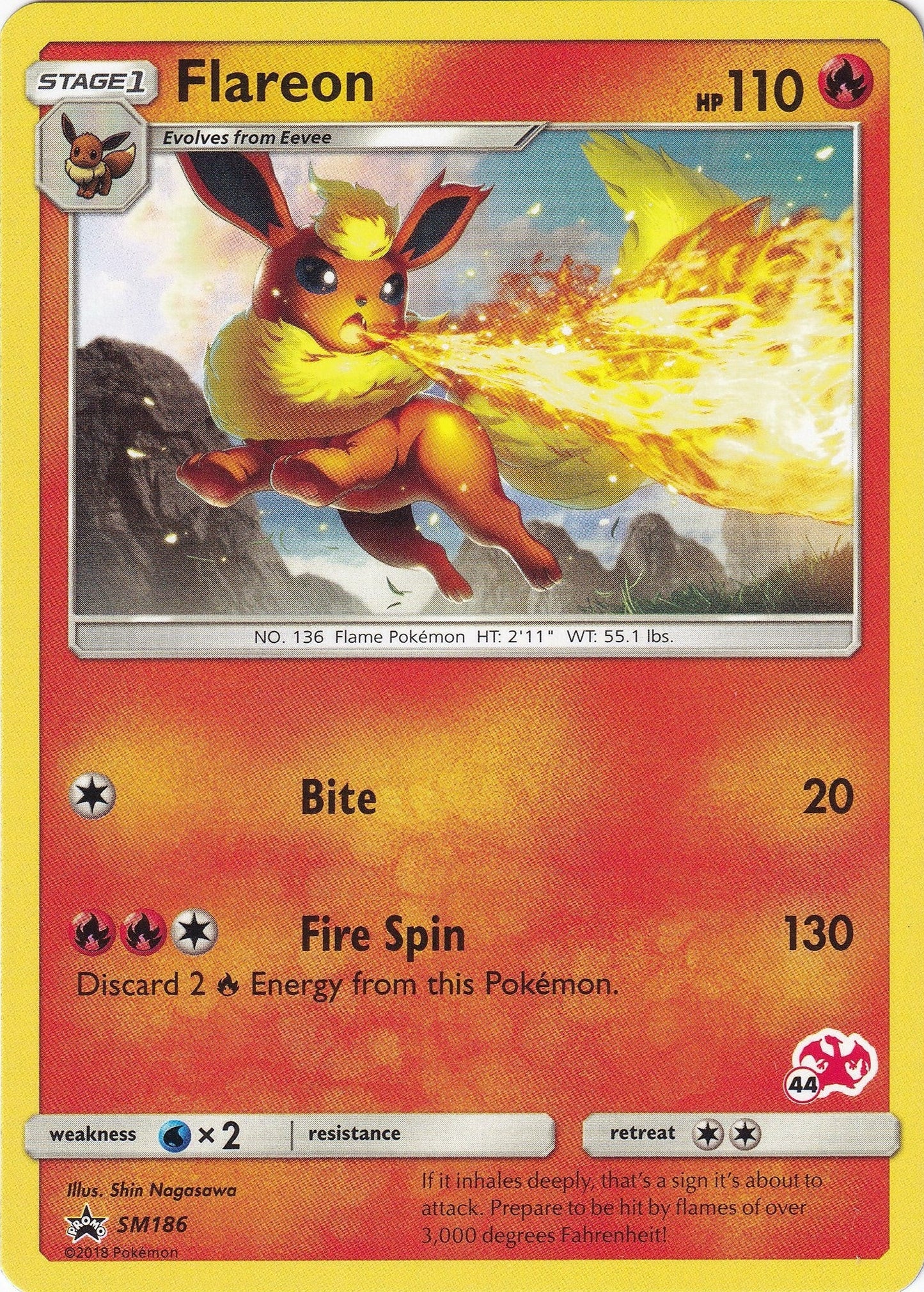Flareon - SM186 (#44 Charizard Stamped) (SM186) (Battle Academy) (BTA)